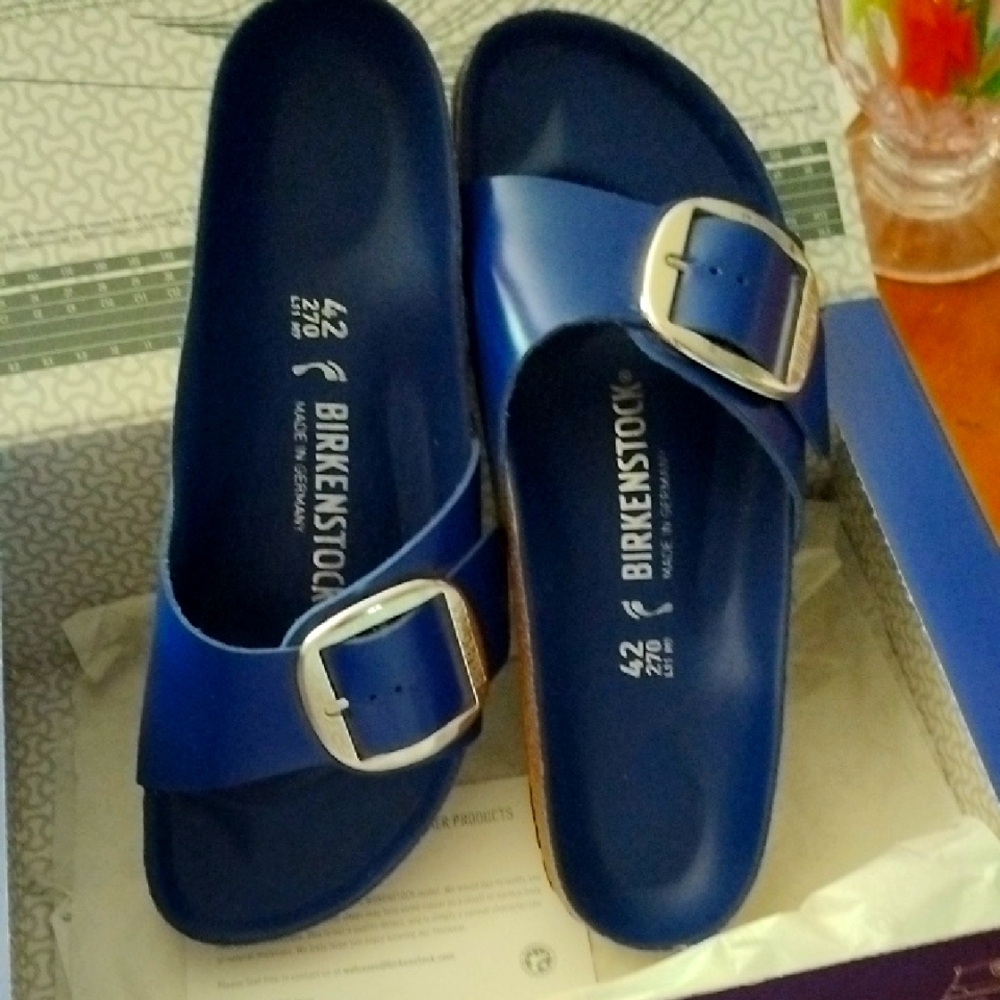 Birkenstock Madrid Big buckle Navy Patent Leather